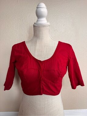 Sari Saree Indian blouse choli crop top cotton 3/4 sleeve embroidered Bollywood